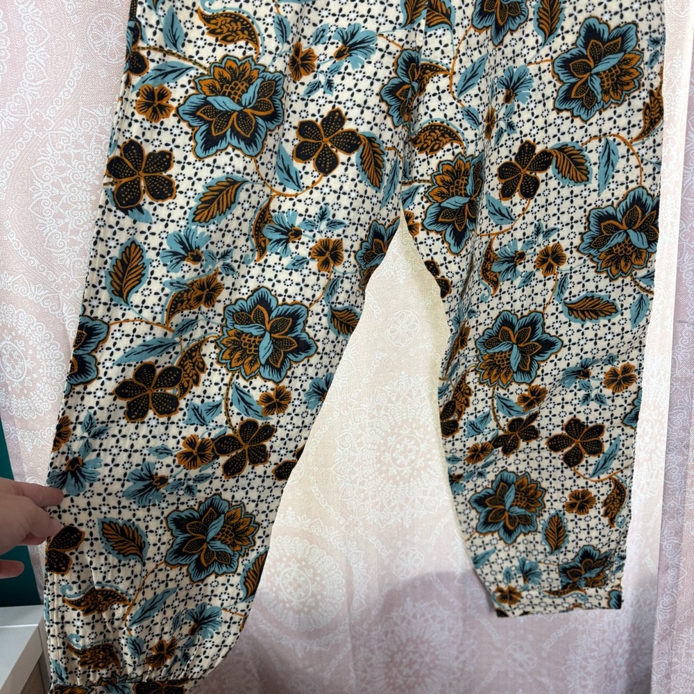 Garnet Hill High Waisted Boho Bohemian Pattern Pants 100% Organic Cotton - Picture 8 of 11